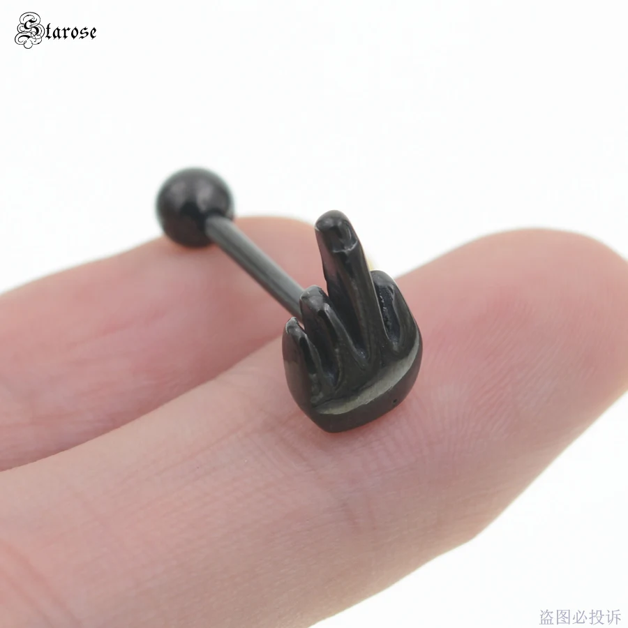 Starbeauty 1 шт., кольца для пирсинга языка, пирсинга - Окраска металла: Finger Black