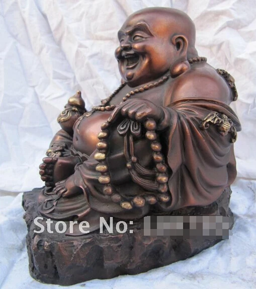 Бесплатная доставка чистая бронза буддизм Лаки Гармония приносит статуя Будды
