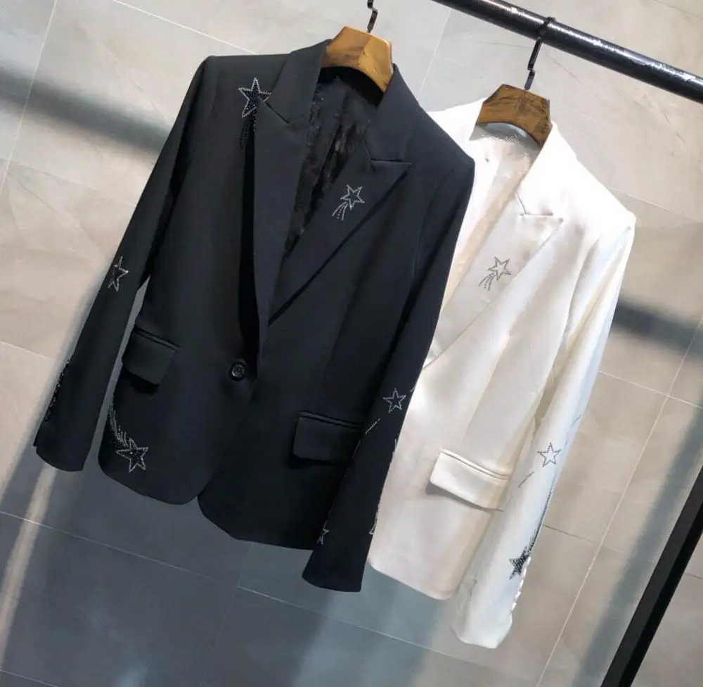 Блейзер Женский со звездами блейзер с тиснением из фольги костюм воротником