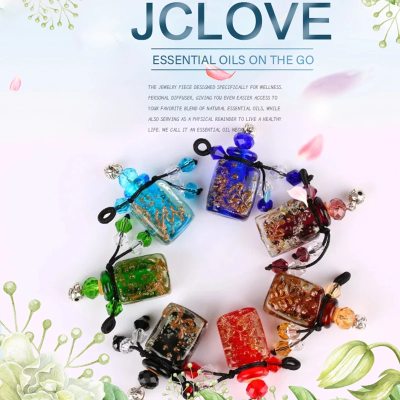 Ожерелье "Лунное сияние" с эфирным маслом для ароматизатора ароматерапии, духи в украшении из стеклянной бутылки на пепельницах "Любовь".