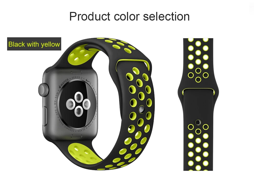 Band for Apple Watch 5 4 3 2 1 42MM 38MM soft Breathable strap Silicone Sports bands for Nike+ Iwatch series 5 4 3 40mm 44mm
