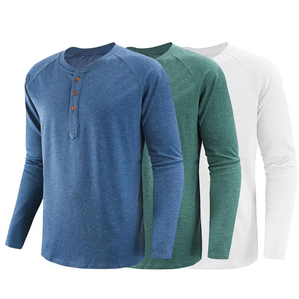 

White Solid Color Basic Slim Men T-shirt Spring Autumn Bottoming Shirt Men Round Neck V-neck Casual Tops Long-sleeve Shirts