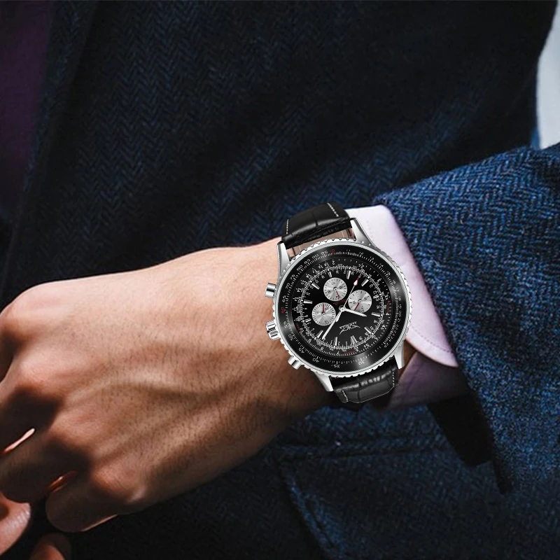 Роскошные Брендовые мужские механические часы JARAGAR Мужские автоматические с 6