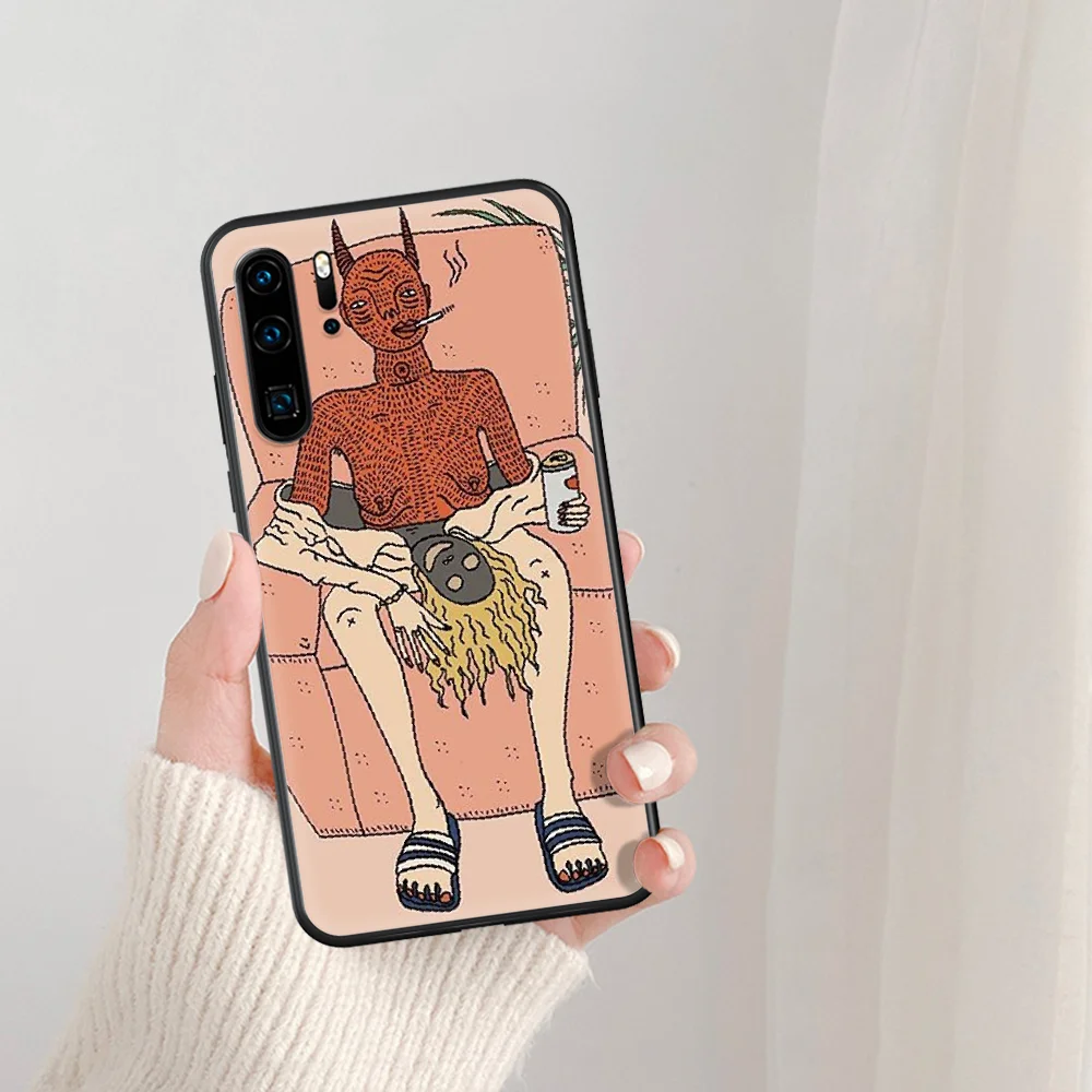 

art illustration polly nor Phone Case For Huawei P Mate Smart 10 20 30 40 Lite Z 2019 Pro black Waterproof Pretty Hoesjes 3D