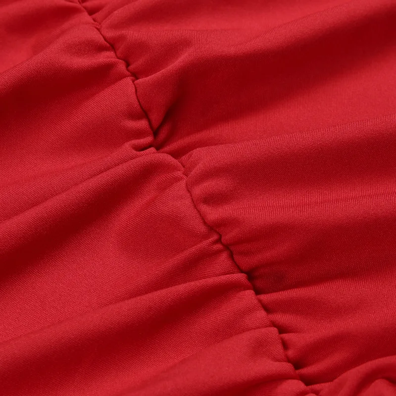 

Summer Dress Women Sexy Causal Dress Mini 2021 New V Neck Draped Bodycon Long Sleeve Red Prom Evening Party Dress