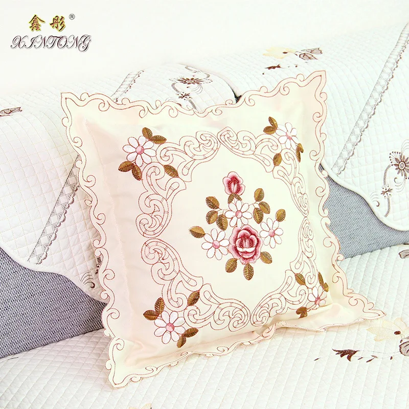 

2pcs European countryside embroidered cushion cover rose flower sofa 45*45cm pillowcase car wedding christmas pillow covers