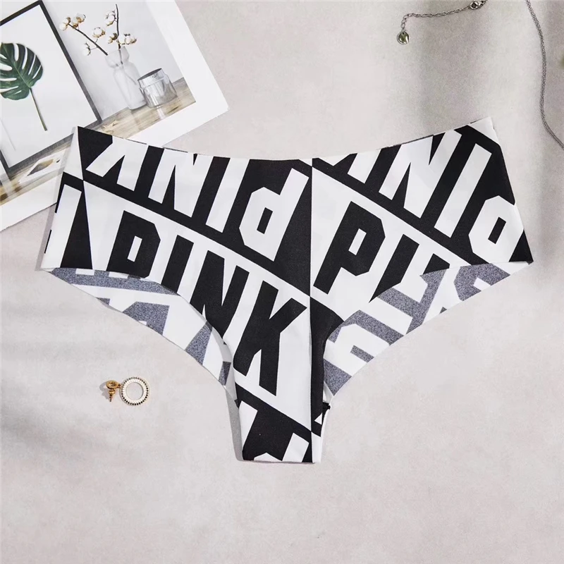 Exclusive new Sexy Seamless Briefs Fashion pink letters printing Women Panties Low Waist Briefs woman Underwear M/L