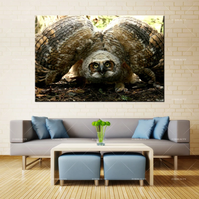 Forbeauty холст для живописи стены искусства большой рогатый Сова в полете Спрей