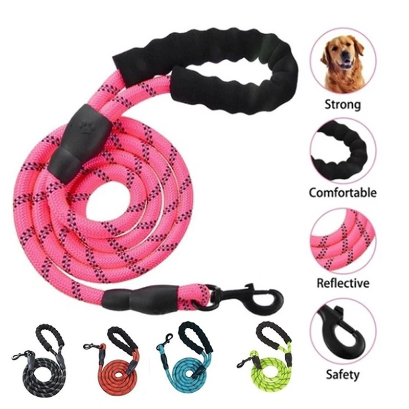 

Night Reflective Durable Dog Leash Nylon Basic Leashes Medium large Dogs Walking Training Traction Rope For Labrador Rottweiler