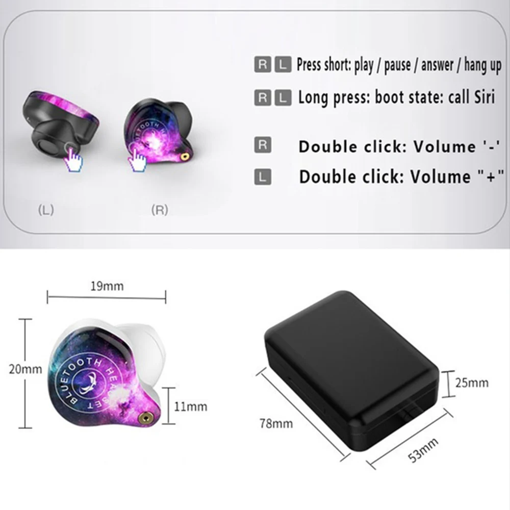 

earphones bluetooth V5.0 wireless tws headset 9D stereo led digital display IPX7 waterproof with microphone for phones earbuds