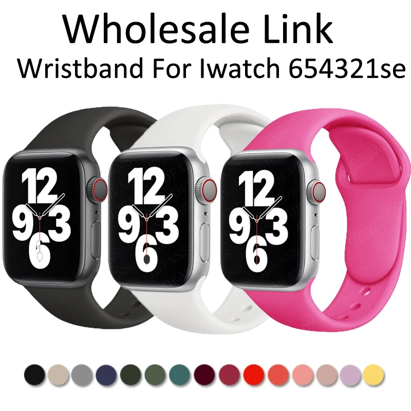 

Силиконовый ремешок для Apple Watch Band Se 6 5 4 44 мм 40 мм, браслет для IWatch 3 2 1 38 мм 42 мм, лучшая оптовая продажа