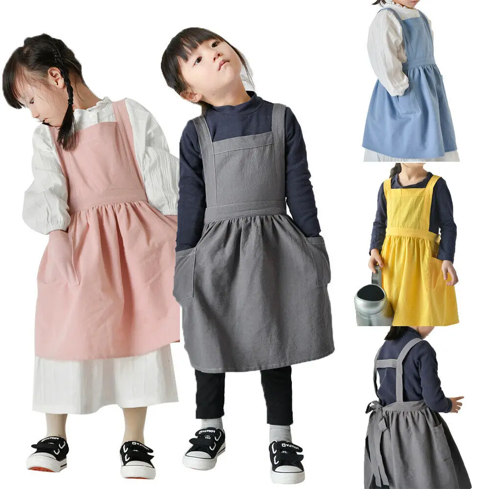 

Faroot Kids Japanese Cotton Linen Advertising Apron Kitchen Baking Uniform With Pocket