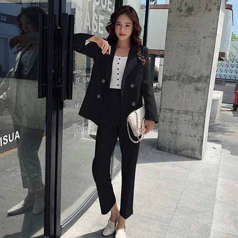 Винтажные светильник зеленые женские костюмы BGTEEVER двубортные Женские Брючные