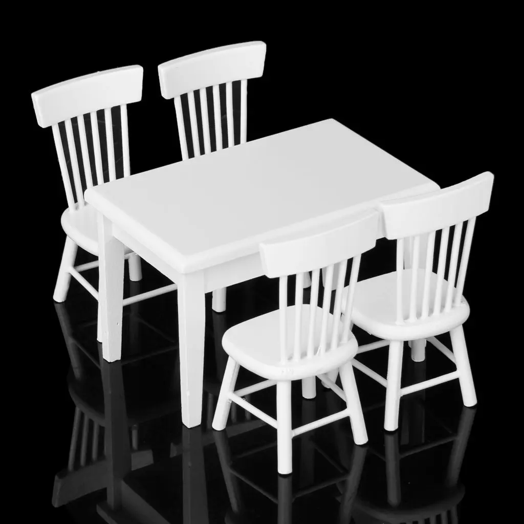

Best Sale 5 piece Model table chair a Manger Set Furniture Doll House Miniature White 1 / 12