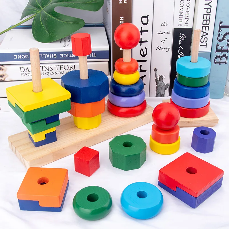 

Smart Souirrel Geometric Shapes Wooden Stacker Geometric Stacker Baby Toys Gifts for Babies