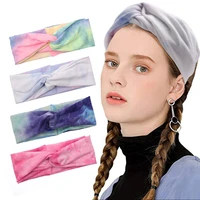 tie dye sport yoga cotton headbands for women girls cross knot elastic hairbands turban headwrap girls hair accessories