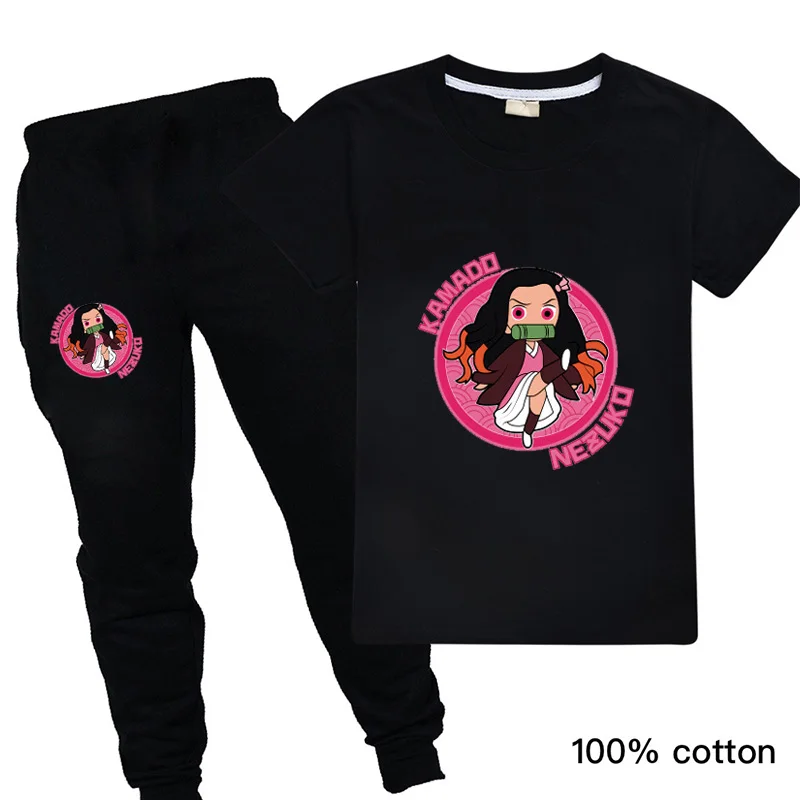 

Kawaii Cute Kimetsu No Yaiba Girls Summer Clothes Set Outfits Boutique Baby Boy Demon Slayer Kids Clothing 2PCS Thanksgiving