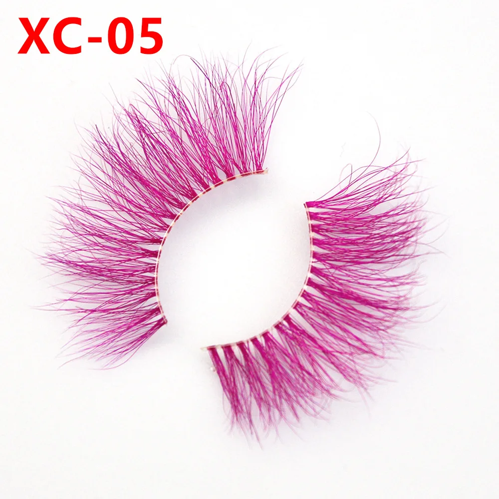 

New25mm Thick Colored Real Mink 3D Eyelashes Dramatic Super Long Fluffy Color False Eye Lashes for Halloween Cosplay 100% mink