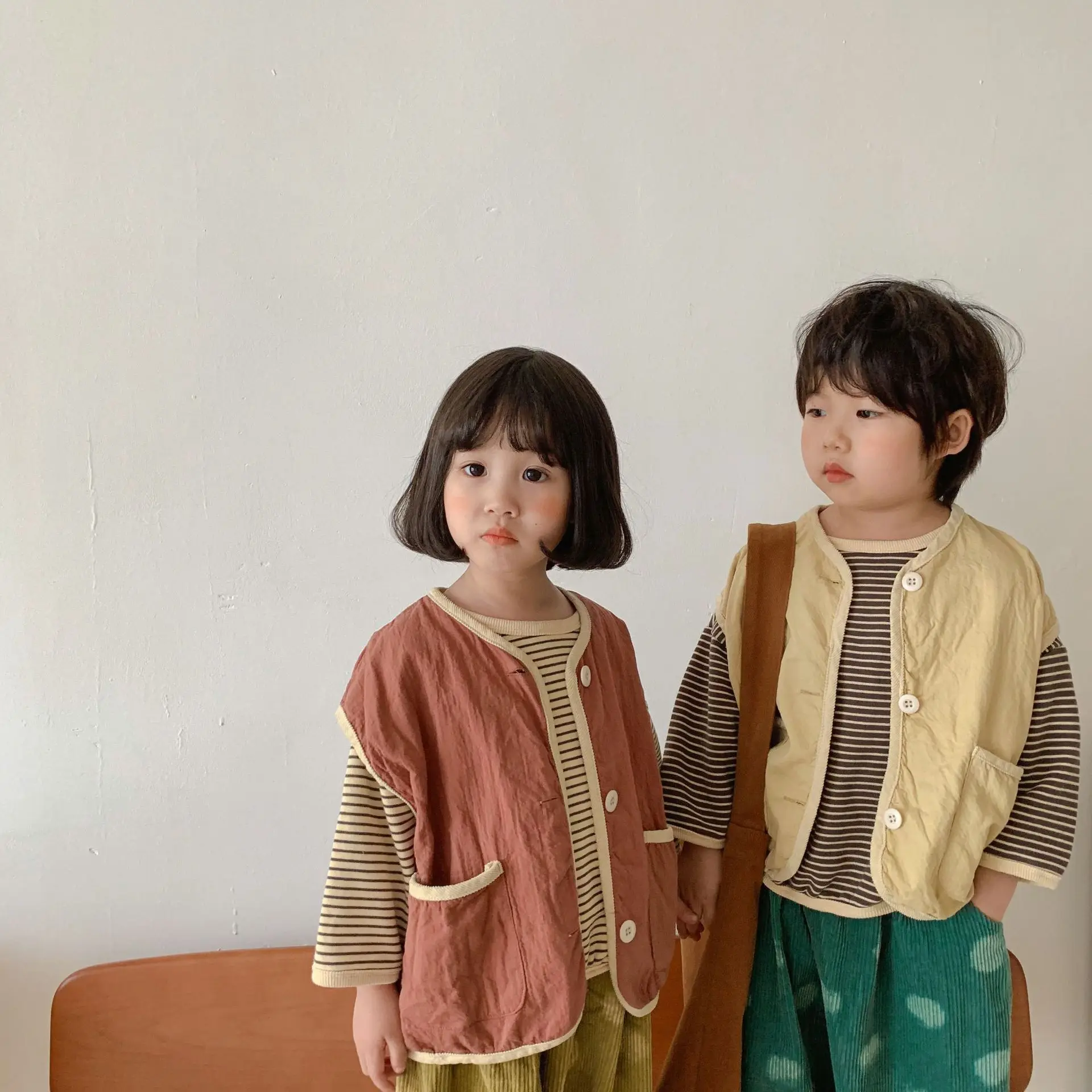 

Корейская детская одежда на весну и осень, детский новый хлопковый жилет для мальчиков и девочек, Корейская версия жилета для столкновений.