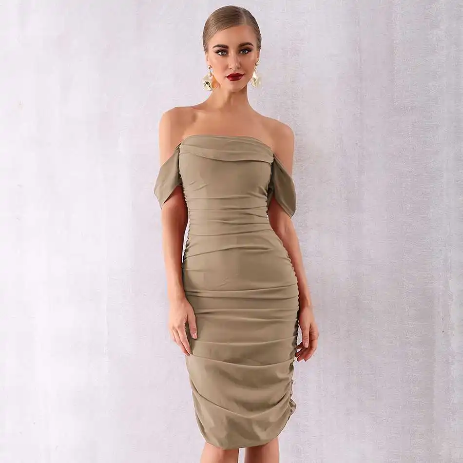 DressBird женское летнее Обтягивающее Платье vestidos сексуальное с открытыми плечами