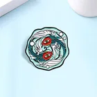 Броши рыба с милыми золотыми рыбками кои, синие эмалевые булавки с вращающимися рыбками Янь, рыбками-летячими рыбками, брошь для джинсовой сумки, значок на лацкан, ювелирные изделия с животными