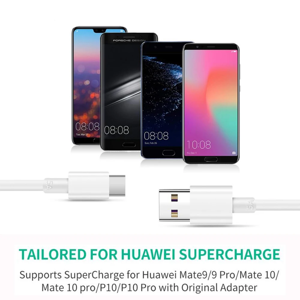 

Original 5A Fast Charge USB Type-C Cable USB-C 1m 1.5m 2m Black/white For Huawei Super Charge 5A Data Cable