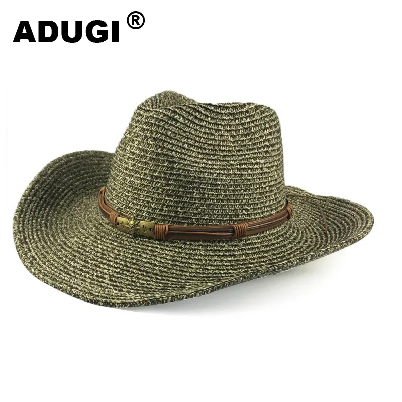 Соломенная шляпа ADUGI для мужчин и женщин популярная летняя Панама от солнца с