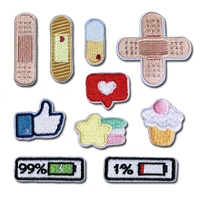 new battery power cake band aid patch cartoon full embroidered children clothes patch decoration shoes and hats patching holes