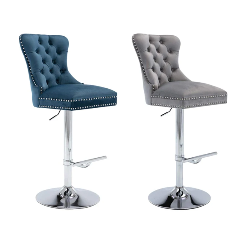 

Modern popular commercial furniture chair height adjustable counter tufted swivel chair metal base bar chair