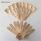 Свадебная утварь, персонализированные деревянные ложки для мороженого вечерние ринки, деревянные мини-столовые приборы с именем жениха для невесты, дата (100)