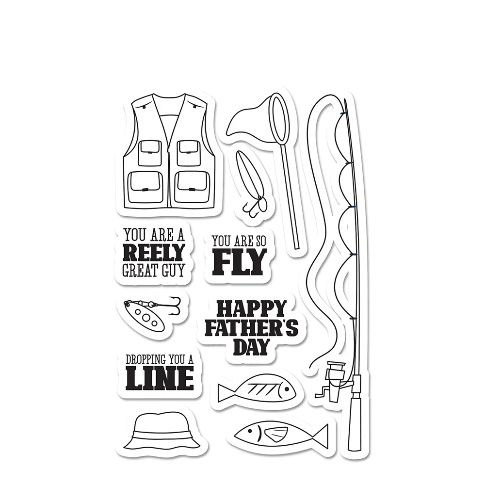 

Fishing gear Tool Set Costume Dad Gift Metal Cutting Dies and stamps DIY Scrapbooking Card Stencil Paper Cards Handmade Album