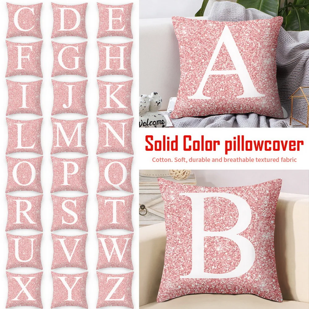 Розовая английская Подушка с алфавитом чехол из полиэстера в скандинавском