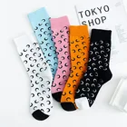 Классные носки в стиле хип-хоп, женские носки с мультяшным рисунком, женские носки, женские носки в стиле Харадзюку, женские носки, белые, черные дизайнерские