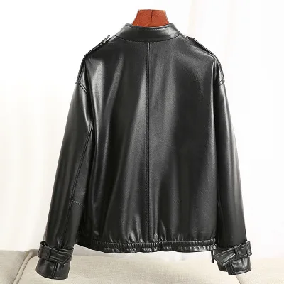 MESHARE Women Spring Genuine Real Sheep Leather Jacket R20