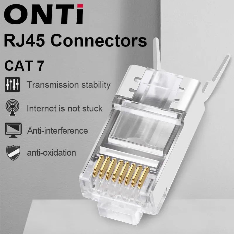 Сетевой кабель коннектор ONTi RJ45 10/50/100 шт. Cat6a Cat7 разъем Экранированный FTP 8P8C сетевые