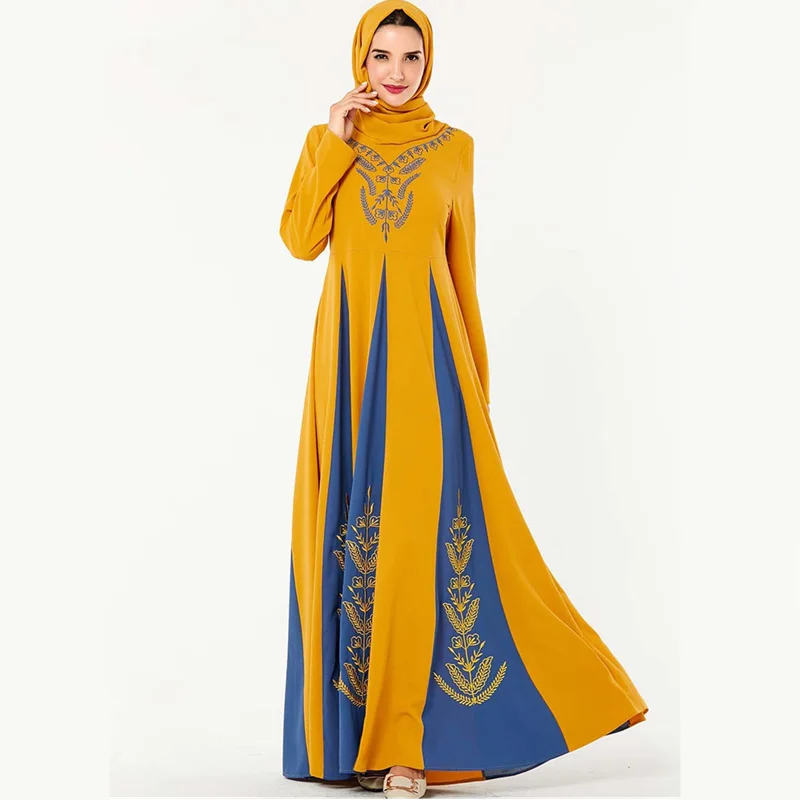 Арабское платье модное цветное лоскутное с вышивкой мусульманские платья Абайи