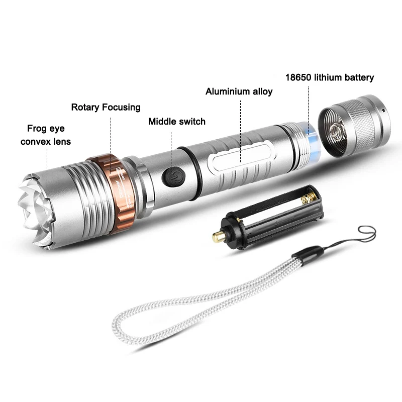 Портативный тактический светодиодный фонарь 1000 лм перезаряжаемый
