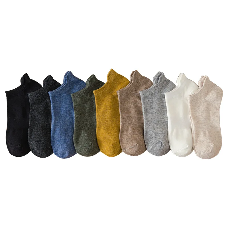 

FINETOO 10pieces=5pair/lot Summer Cotton Man Short Ankle Socks Fashion Breathable Man Boat Socks Comfortable Casual Socks 38-44