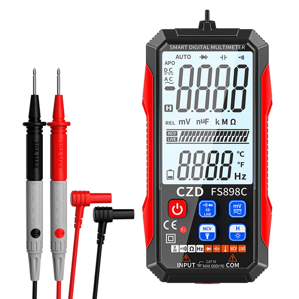 

Portab Multimeter LED NCV Direct Current AC Voltage Resistance Diode Capacitance Continuity Frequency Temperature Zero-Fire Line