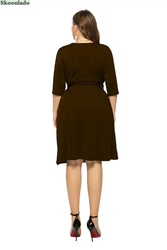 Новинка женское Хлопковое платье с V-образным вырезом поясом и дизайнерские