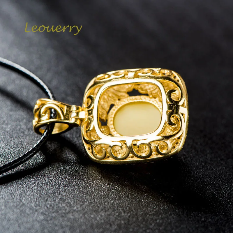 Leouerry Янтарное ожерелье из стерлингового серебра 925 пробы кулон с голубым