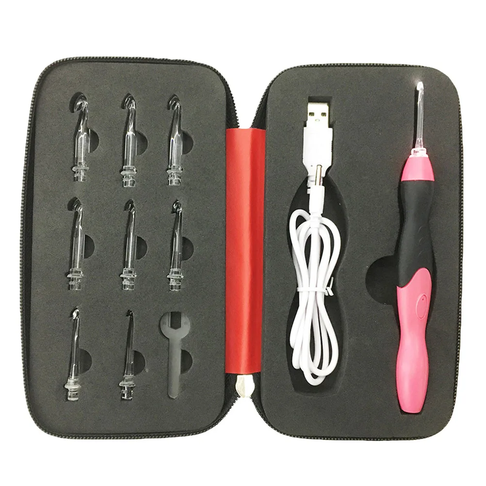 Светящиеся крючки для вязания светодиодные Яркие регулируемые спицы набор