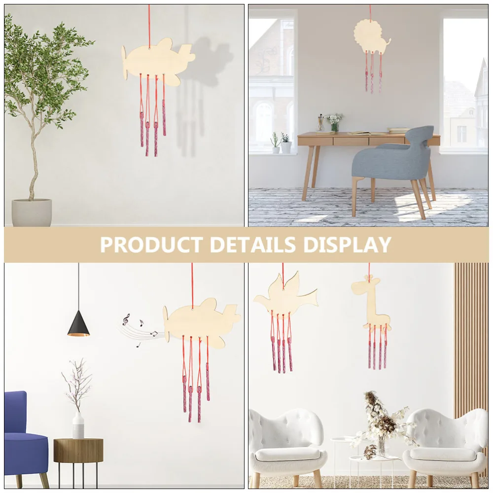 

6pcs Adorable Wind Chime DIY Wooden Craft Hanging Wind Bell for Home Decor