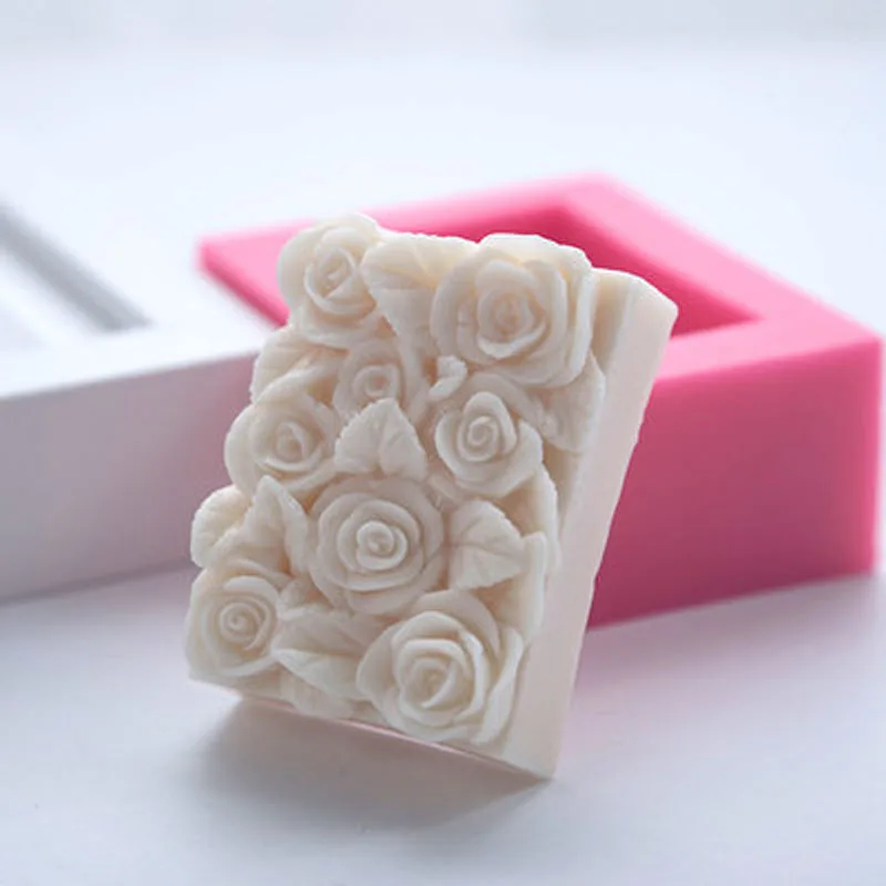 

Rose Pattern Soap Mold Rectangle Flower Silicone Mould for Natural Soap Making Handmade DIY Soap Resin Mold Wax Melt Mould