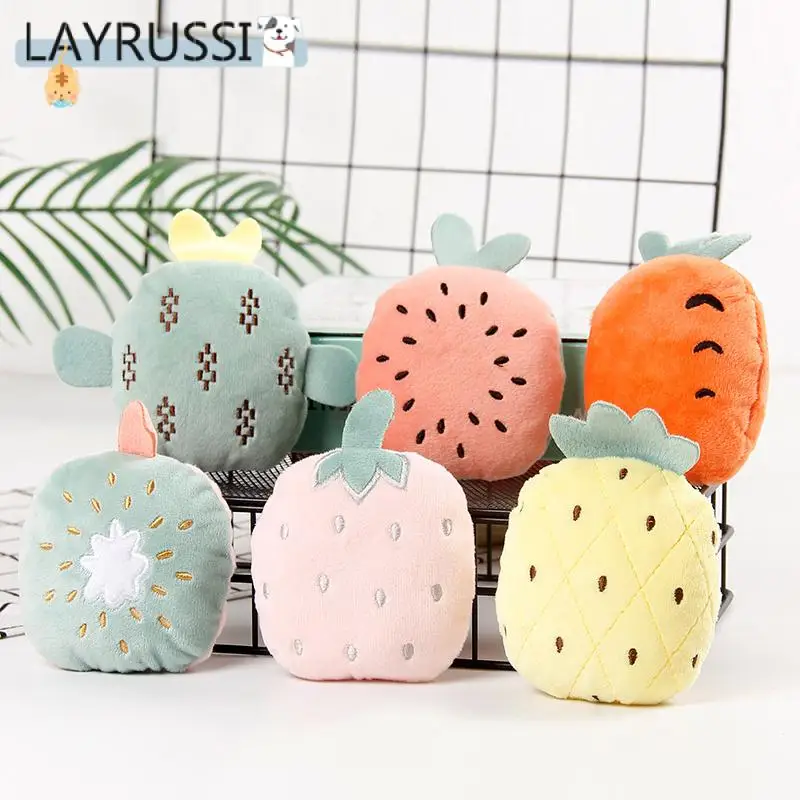 

LAYRUSSI New Pet Supplies Cute Fruit Cat Plush Toys Cat Mint Interactive Fruit Plush Cat Dog Toy Pets Accessories Supplies