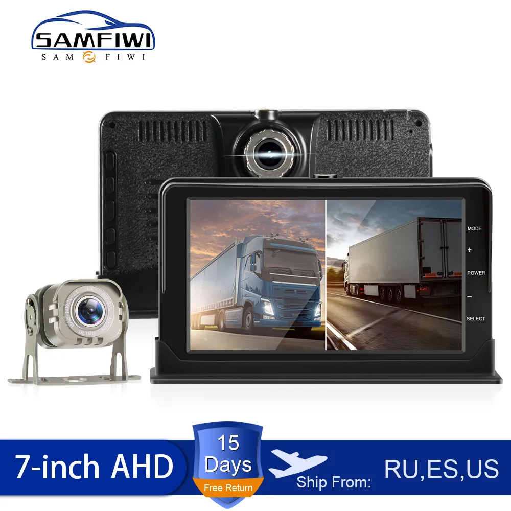 AHD 7 inch Truck monitor  for Cars Vehicle Monitor Driving Recorder Dual Lens Front/Rear HD Night Vision Reverse Camera