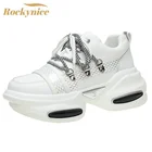 Женские кроссовки с вулканизированной подошвой, повседневные кожаные кроссовки с блестками, удобная кожаная обувь на платформе для весны, 2021