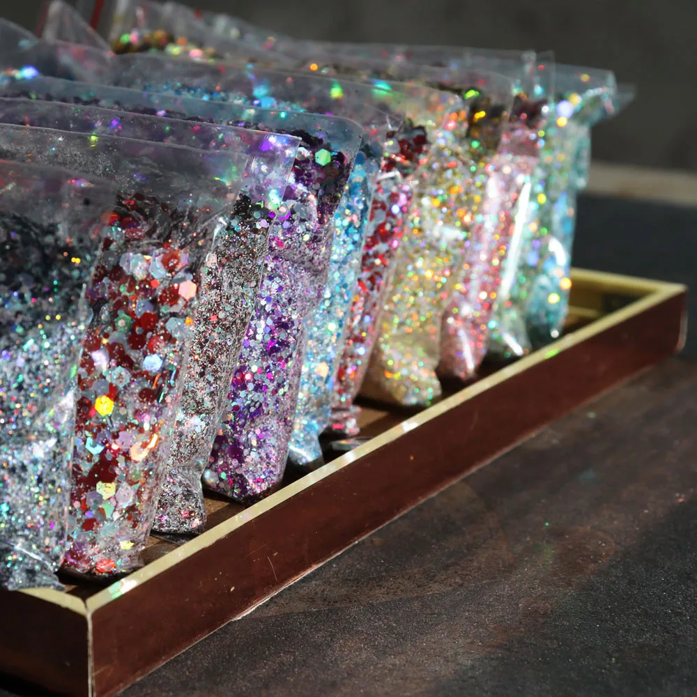 

50g/Bag Body/Face/Eye Reflective Sequins Epoxy Pigment Holographic Glitter Chameleon Mix Sizes Confeti Nail Accessories Decor JK