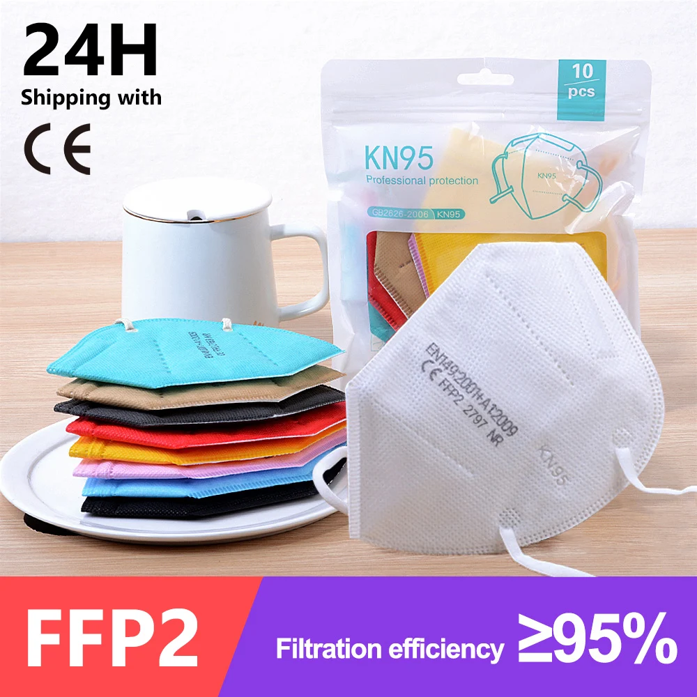 

5-100PCS FFP2 Masks KN95 Mascarillas 5 Layers Filter Reusable Face Mask Protective Mouth Masken CE FFP2MASK Respirator Masque