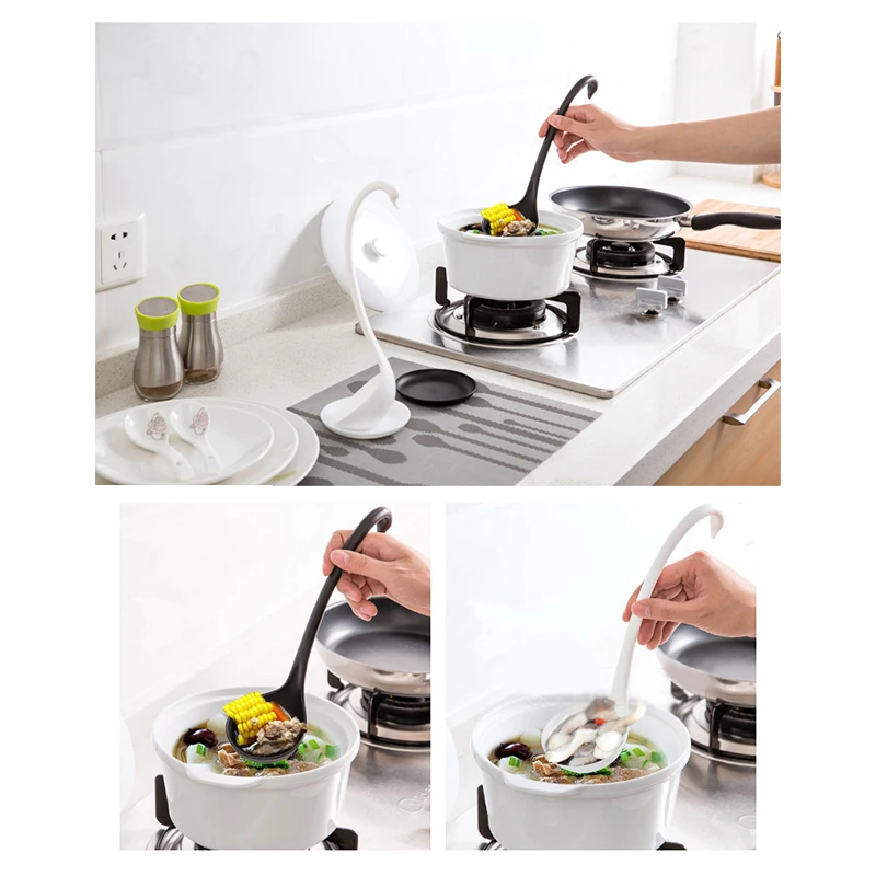 

PP Material Swan Soup Spoon Long handle Serving Spoon Plastic Kitchen Spoon 2 Colors Ladle Tableware Dinnerware Kitchen Tools